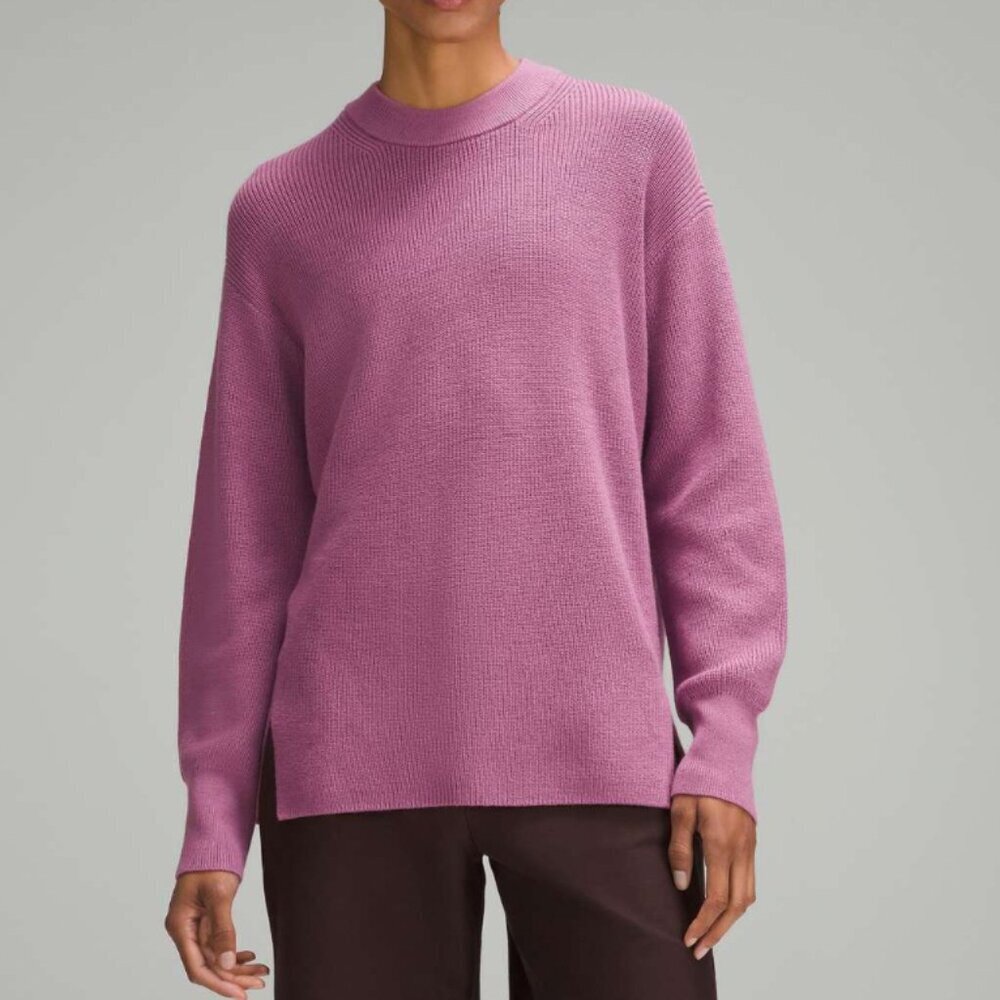 Lululemon Merino Wool Ribbed Crewneck Sweater Velvet Dust Purple Knit Size 4